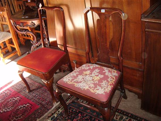 Early 18C walnut side chair and another walnut side chair